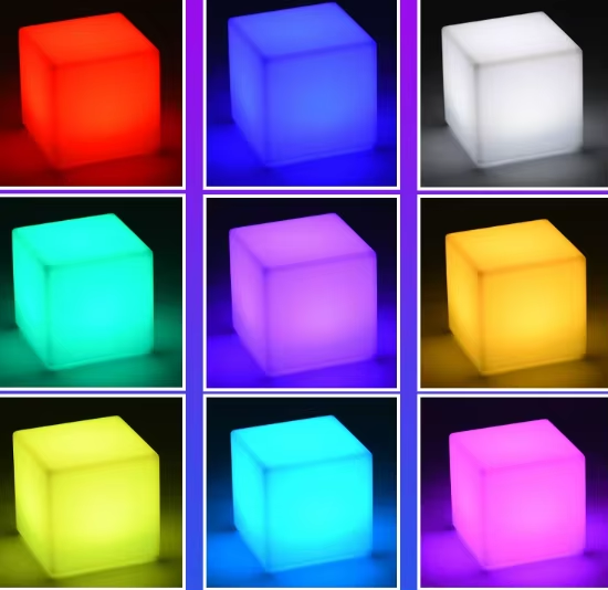 Modern Wireless LED Cube Lamp Christmas Outdoor IP65 Waterproof Remote Control Rechargeable Portable Ambiance Decor for Coffee