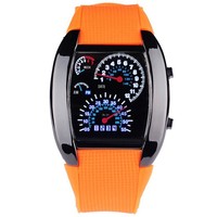 Montre de sport tendance, montre électronique LED d'aviation, montre créative en forme d'éventail, style tableau de bord de course