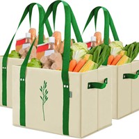 Sacs de courses réutilisables de haute qualité, robustes, en matériau recyclé, pliables, gain de place, sacs fourre-tout autoportants avec longues poignées