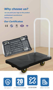 Carro de plástico resistente de cuatro ruedas con asa, plataforma de almacenamiento de carro de mano, remolque Dolly compatible con OEM, carro de compras plegable - Product Image 2