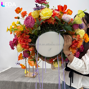 ของตกแต่งโต๊ะงานแต่งงานสไตล์สวน LEDA รูปดอกกุหลาบหลากสี ลูกบอลดอกไม้สีส้มขนาดใหญ่ พร้อมดอกไม้ห้อยประดับ - Product Image 4