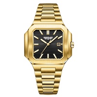 Montre à quartz carrée de luxe pour homme, étanche 30M, bracelet en acier inoxydable, aiguilles lumineuses, calendrier, date, Reloj Hombre