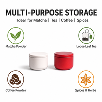 Boîte en métal ronde hermétique et opaque pour poudre de matcha, petite boîte de rangement de qualité alimentaire avec couvercle, conserve la fraîcheur, logo personnalisé OEM