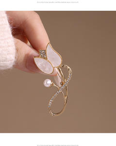 Broche de perla de circón de tulipán, broche coreano de lujo para mujer, alfileres de joyería de ramillete de Collar de alta calidad - Product Image 3