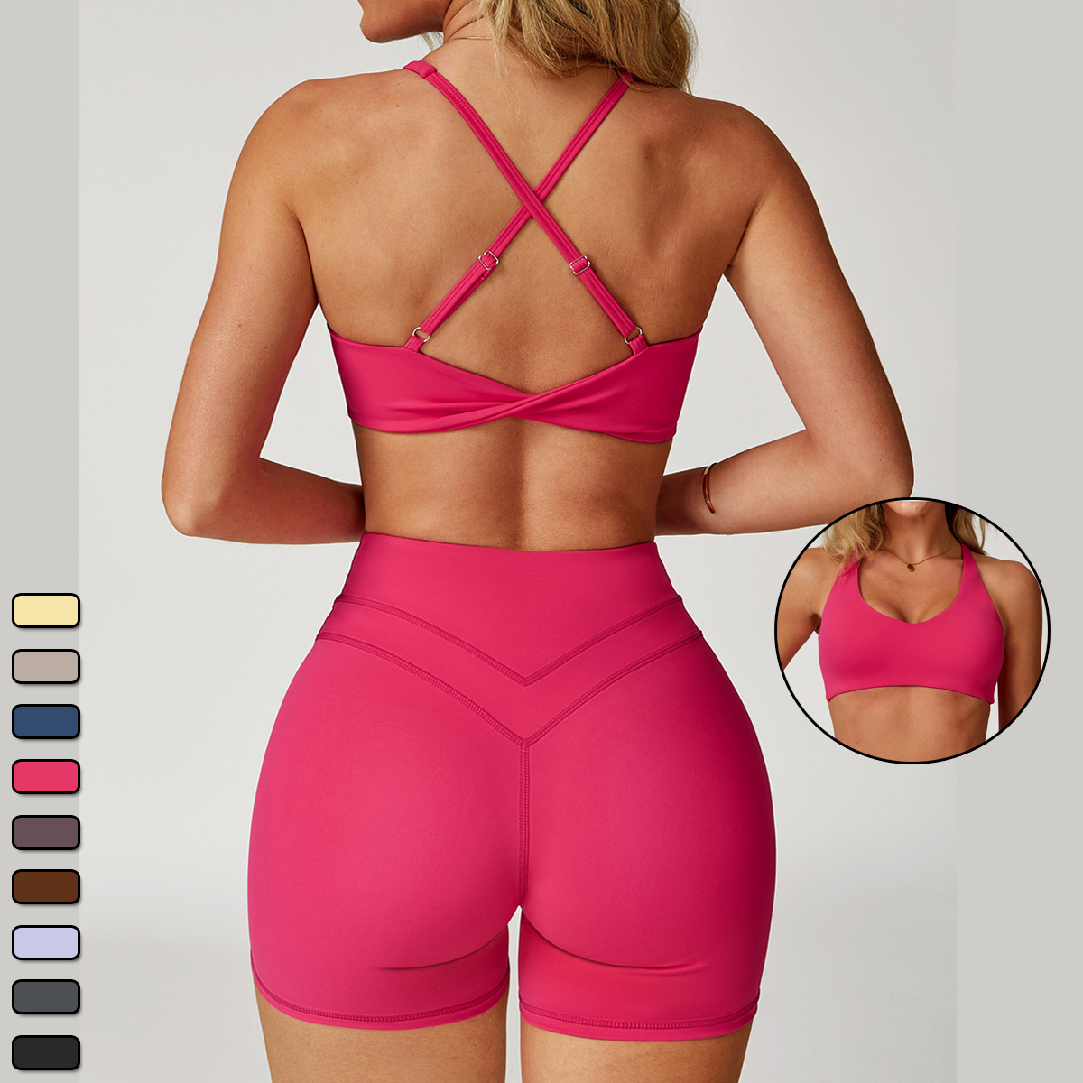 8863 Wholesale Women Running Fitness Sports Bra Breathable Yoga Wear Gym Cross Strap Fitness Bra Gym Vest Open Back Yoga Bra