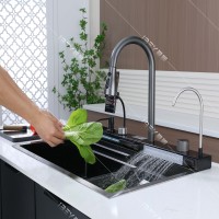 Évier de cuisine multifonctionnel anti-rayures à cascade nid d'abeille grande taille, le plus vendu