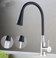 Nouvelle Arrivée Robinet de Cuisine Russe Noir en Silicone avec Tuyau Universel pour Évier, Acier Inoxydable, Rotatif, Chaud/Froid, avec Cartouche Céramique