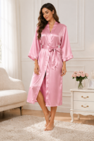 Robe en satin de soie personnalisable, légère et douce, style kimono, pour se détendre en été