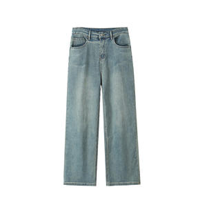 กางเกงยีนส์ทรงตรงสำหรับผู้หญิงไซส์ใหญ่ รุ่น Runqi สีฟ้าซีด ผ้าฝ้ายผสมไมโครอีลาสติก สไตล์วินเทจ สำหรับฤดูใบไม้ร่วงและฤดูหนาว ความยาวเต็มตัว - Product Image 1