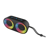 Enceinte BKK 5W IP65 étanche BT 5.0, double haut-parleur, lumière RGB, stéréo portable avec 2 microphones sans fil