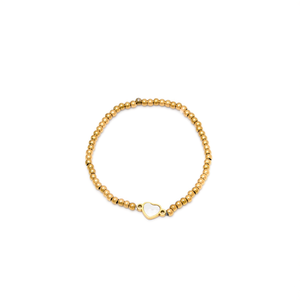Fashion <b>Beaded</b> <b>Bracelet</b> 316L Stainless Steel PVD <b>Gold</b> Plating Heart Charm Women's Jewelry - Product Image 2