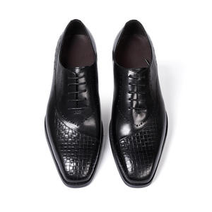 Chaussures Oxford Classiques pour Hommes en Cuir Véritable Antidérapantes Respirantes à Motifs Rehaussant la Taille Chaussures Habillées Tendance - Product Image 2
