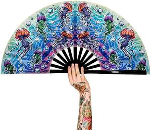 Abanico de Mano Grande con Diseño de Ángel para Fiestas de Halloween y Navidad, Ecológico, de Bambú, con Impresión UV, Tallado, Publicitario, Tradicional, en Oferta - Product Image 5