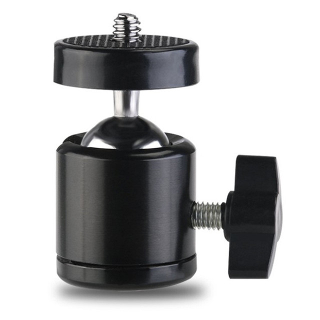 Mini Ball Head 360 Degree Rotatable Screw 1/4 Tripod Mount Adapter for DSLR Camera Camcorder Light Bracket ABS+Aluminum 78g