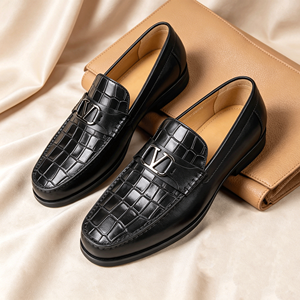 <span class=keywords><strong>Mocasines</strong></span> Impermeables y Transpirables, <span class=keywords><strong>Mocasines</strong></span> Negros con Hebilla en V y Estampado de Cocodrilo para Hombre, Zapatos de Vestir Formales de Cuero, Zapatos Casuales Sin Cordones - Product Image 1