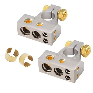 AMP Positive Negative Aluminum Alloy Battery Terminal Connectors with Spacer Shims Clear Covers