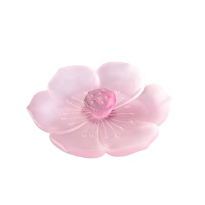 Japanese Zen Style Glass Casting Mini Pink Lotus Incense Burner Ashtray