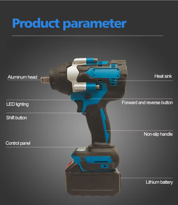 Clé à chocs industrielle sans fil 21V Li-ion sans balais à couple élevé, robuste pour le bricolage, avec <span class=keywords><strong>embout</strong></span> de 4 pouces et 2 batteries - Product Image 6