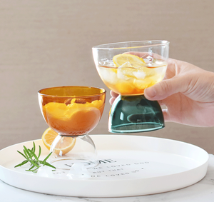 Kleurrijke glazen dessertkom met creatieve omgekeerde basis, glazen beker voor ijs, yoghurt, fruitsalade, thuis, keuken, groothandel - Product Image 5