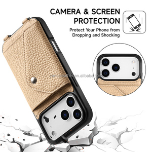 2025 nouveau produit en stock étui de téléphone à bandoulière en cuir véritable de luxe avec lanière pour 17 Pro Max - Product Image 4