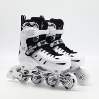 Rollers en Ligne Professionnels pour Adultes, Taille Réglable, Coque PP, avec 4 Roues Clignotantes pour Patinage en Extérieur