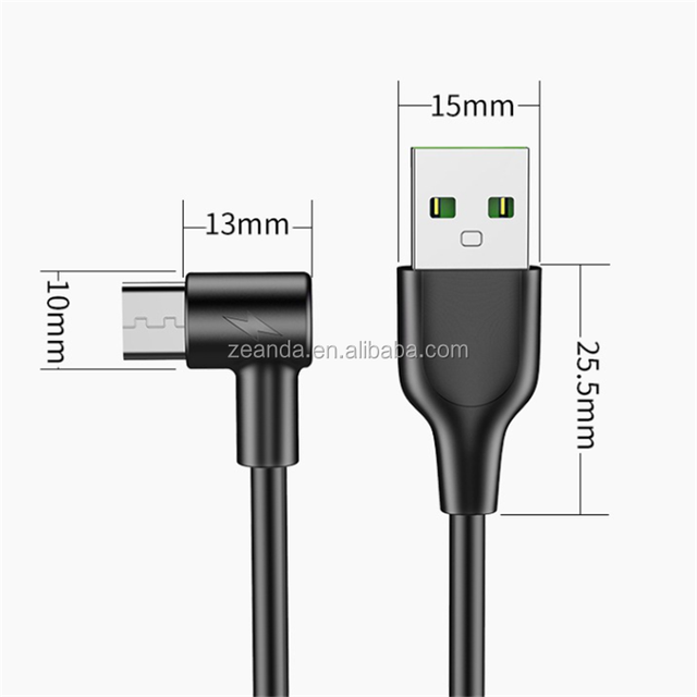 90 Degree Angle Micro USB 2.0 Data Cable AM to Micro Male Fest Charging Power Cable for Printer and Computer Use