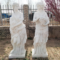 Statue en marbre antique classique grecque décorative de jardin, sculpture en pierre des quatre saisons, statues en marbre des quatre saisons grandeur nature