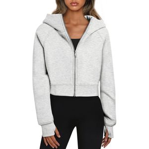 Womens <b>Zip</b> <b>Up</b> Hoodie <b>Cropped</b> Fleece Sweatshirt Short Length Casual Top For Fall Winter Outfits Y2k Style - Product Image 1