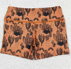 Shorts de vélo athlétiques respirants pour petites filles en Spandex/Polyester imprimés à motifs damier, léopard, éclairs et cactus - Product Image 5