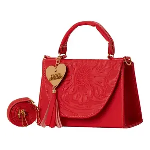 Borsa a Tracolla Rossa Lupe Fana da Donna, Manico Singolo, Impermeabile, Decorazione Ricamata, per Uso Quotidiano - Product Image 1