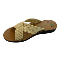Sandales plates tissées imperméables d'été pour femmes, pantoufles plates à bout ouvert pour femmes, chaussures de plage légères pour un usage quotidien