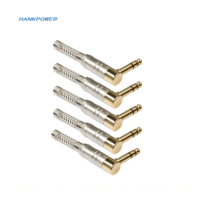 3 Cores 1/4 TRS Zinc Alloy DIY 90 Degree 6.35mm Stereo Gold Plated Welded Plug Connector