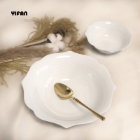 Nouvel ensemble de vaisselle en porcelaine fine motif Fleur de Monsoon, assiettes de présentation pour hôtels cinq étoiles, assiettes de service pour mariage décoratif