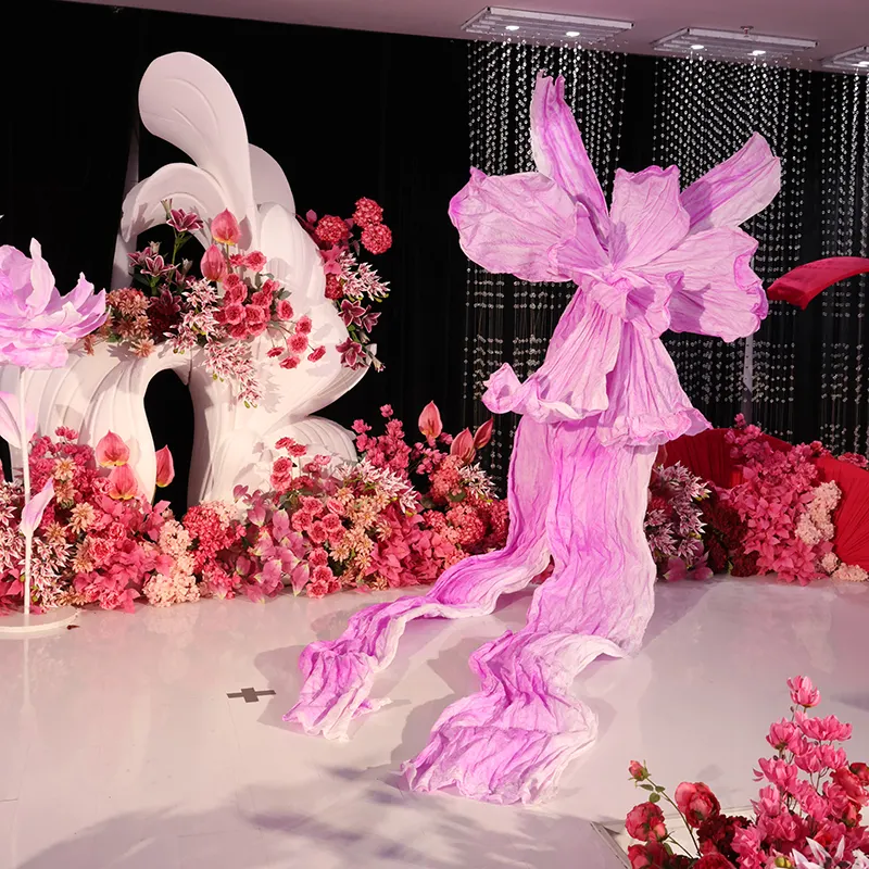 Fleur géante en papier, grande décoration de fond de mariage en plastique, fleur en papier plissée à la main, pour fenêtre