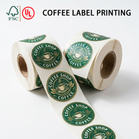 Étiquettes pour tasses à café en rouleau, résistantes à la chaleur et au froid, en vinyle découpé, pour emballages de boissons, autocollants personnalisés avec logo pour étiquettes d'emballage