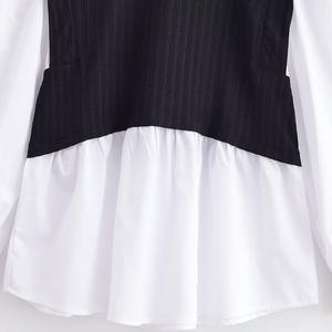 PB&amp;ZA Women 2025 Autumn New Fashion Two <strong>Fake</strong> Pieces with Splicing Blouses Vintage Long Sleeve Female Shirts Blusas Chic Tops - Product Image 4