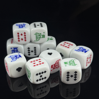 Dés de jeu personnalisés en résine avec symboles de poker, six faces, 20 mm, en acrylique blanc et polypropylène, pour jeux de casino et de boisson pour adultes, vente en gros