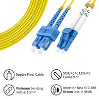 Cable de Fibra Óptica OS2 LC SC G652D SM Monomodo Dúplex 9/125m 1G/10GB OD2.0mm 2 Conductores, Cable de Conexión de Fibra Óptica Trenzada LZSH