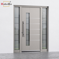 Puerta de Seguridad Inteligente para Entrada Exterior de Villa Personalizada, Cerradura Electrónica con Contraseña, Entrada Principal de Aluminio y Vidrio, Prevención de Incendios