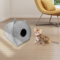 Nichoir pour chat en feutre d'intérieur avec ouverture pour les oreilles et poignée de transport, lit douillet pour chat, abri pour la maison et le repos quotidien