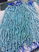 Ensemble de perles de larimar de tailles variées, perles de pierre bleue naturelle 4/6/8 mm pour la fabrication de bijoux en gros