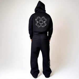 Ensemble de survêtement pour homme en molleton doux 100% coton, coupe ample et épaisse, avec fermeture éclair intégrale, comprenant un pantalon de jogging et un sweat à capuche - Product Image 3