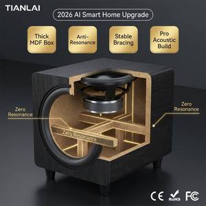 Subwoofer actif en bois TL-D10 avec pieds amortisseurs pour système home cinéma, haut-parleur audio stéréo <span class=keywords><strong>HiFi</strong></span> avec basses profondes, boîtier noir sur pied - Product Image 5