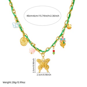 Colliers pendentifs vintage unisexes <span class=keywords><strong>en</strong></span> acier inoxydable plaqué or 18 carats avec breloques et chaîne à maillons EMOTION <span class=keywords><strong>en</strong></span> perles - Product Image 5