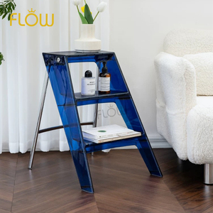 Modern American Transparent Crystal Foldable Ladder <strong>Shelving</strong> Multi-function Household Three-step Ladder Bookshelf Stool - Product Image 1
