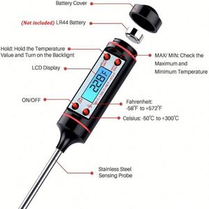 Termómetro Digital de Plástico para Alimentos con Sonda para Lectura Instantánea de Temperatura de Carne en Cocina y Asados - Product Image 4