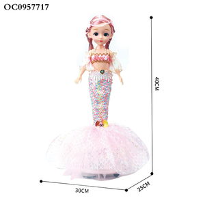 Led luz musical girar baile eléctrico lindos artículos OEM sirena muñeca para niñas - Product Image 5