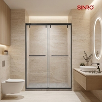 Cabine de douche coulissante SINRO, design moderne et luxueux, extrêmement étroite, avec porte en verre trempé