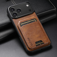 Étui de téléphone SUTENI pour iPhone 18 Pro Max avec porte-cartes et support, motif en cire huilée, cuir synthétique de luxe, surface lisse, compatible avec les modèles 17, 16 Plus, 15, 14, 13