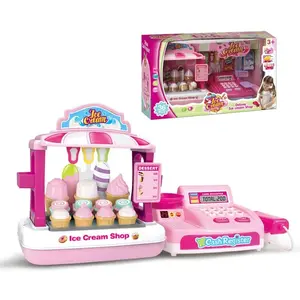 EPT Toys Kitchen Kids Shop Electric Cash Register Cart Character Pretend Play Children'S House Toy Ice Cream Set For Children